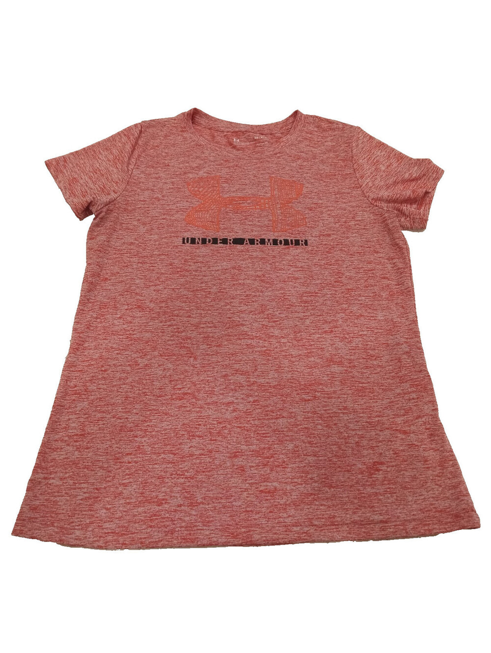 Under Armour Shirt Womens Medium Pink Heathered HeatGear Loose Fit Graphic Tee M